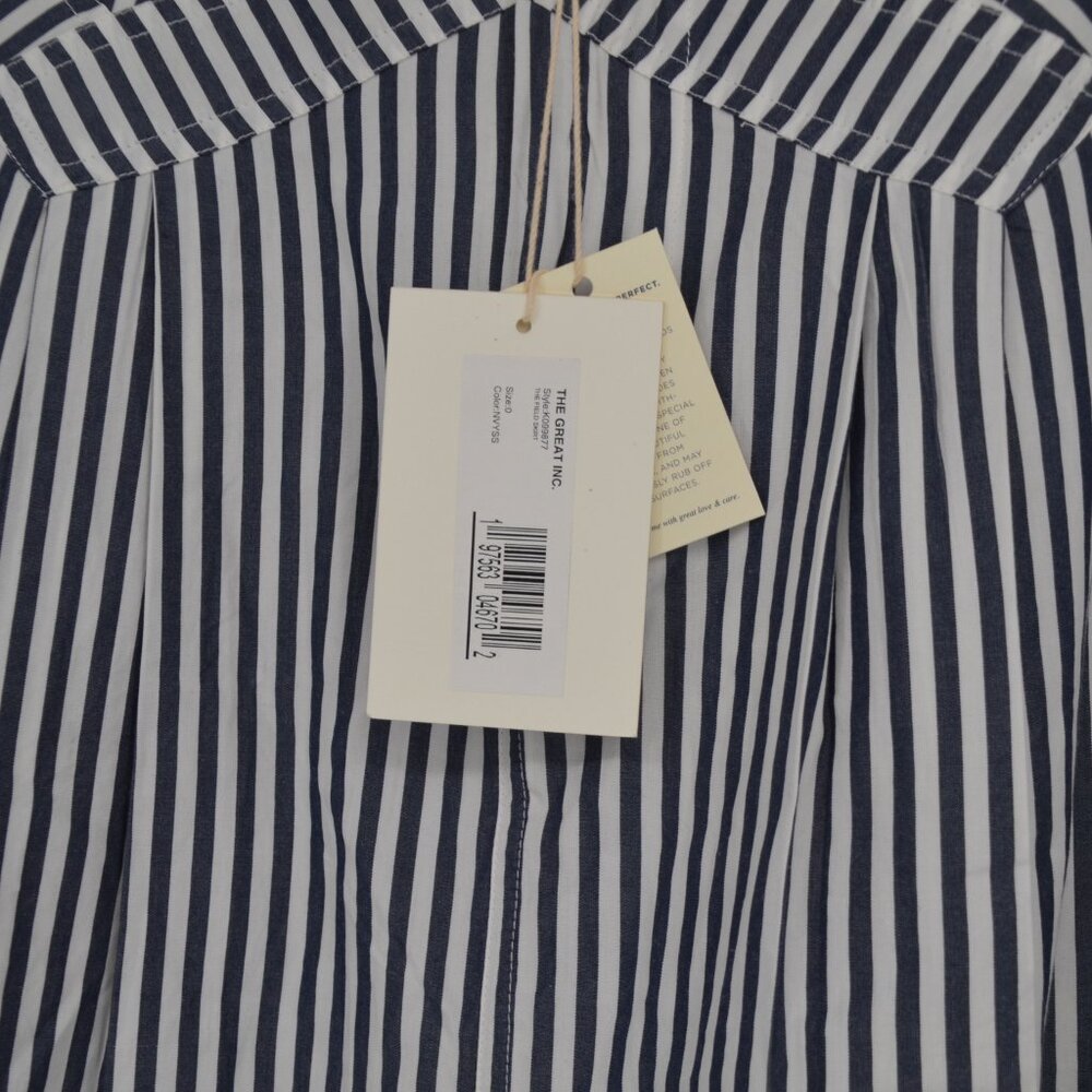 The Great Atlas Button Up Shirt and Field Midi Skirt Set Navy Stripe Womens 1 S - Picture 15 of 15